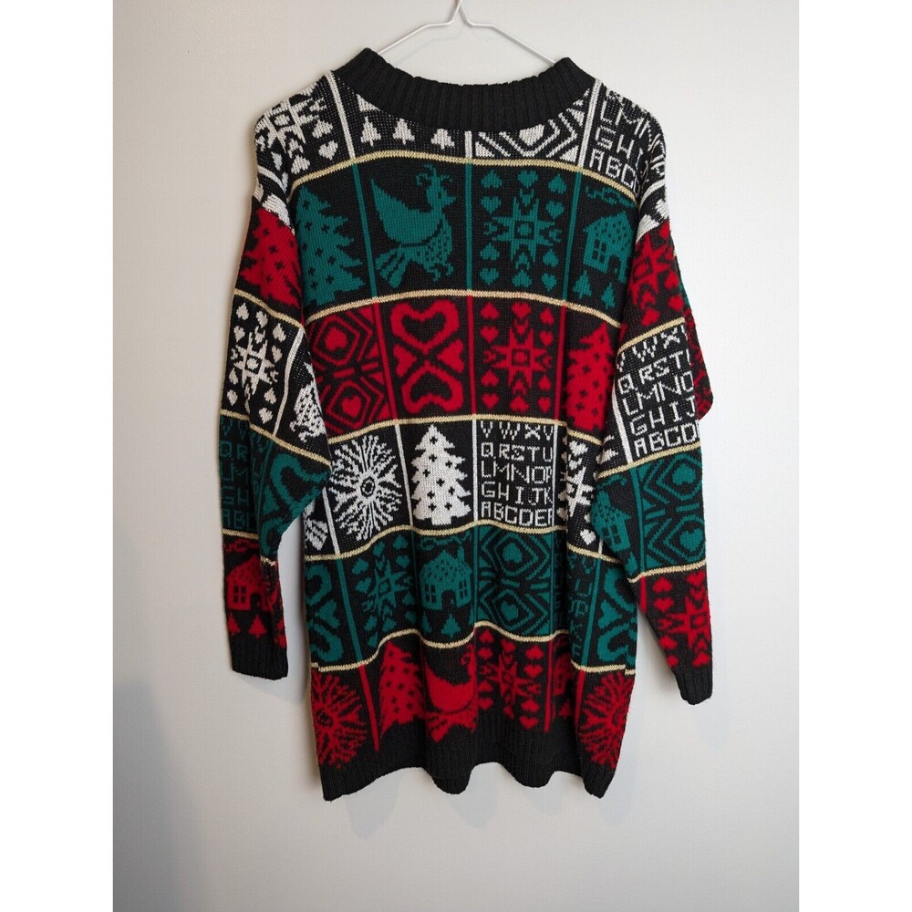 Trimmings Vintage Novelty Acrylic Teacher Sweater S Winter Tree Ugly Christmas